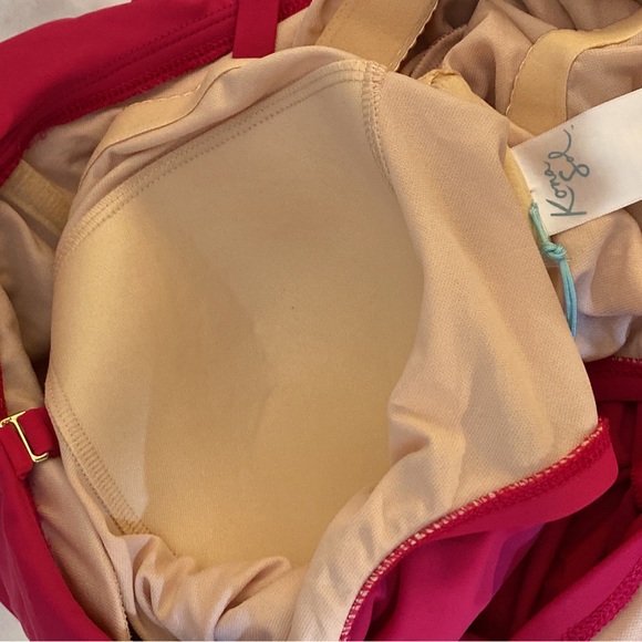 NWT Kona Sol Fuchsia One Piece Bathing Suit size 20 one shoulder ruffle - Picture 11 of 12